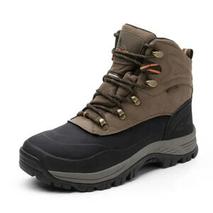 NEW Nortiv Non-Slip Waterproof Snow BootsLace-Up Leather Brown Black Mens 10.5M